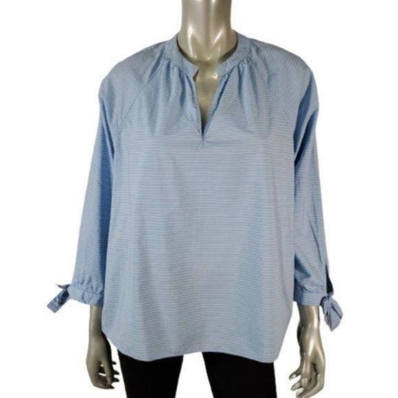 Madewell Tops - Madewell Striped Tie Sleeve Popover Top L